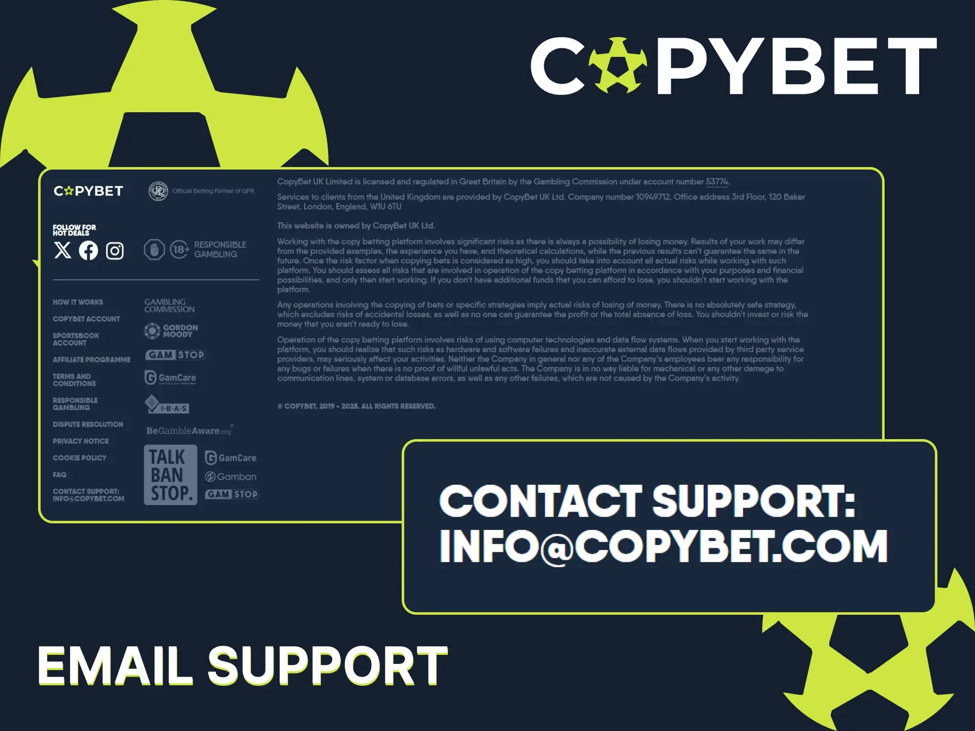 Describe your problem and send an email to the CopyBet support team.