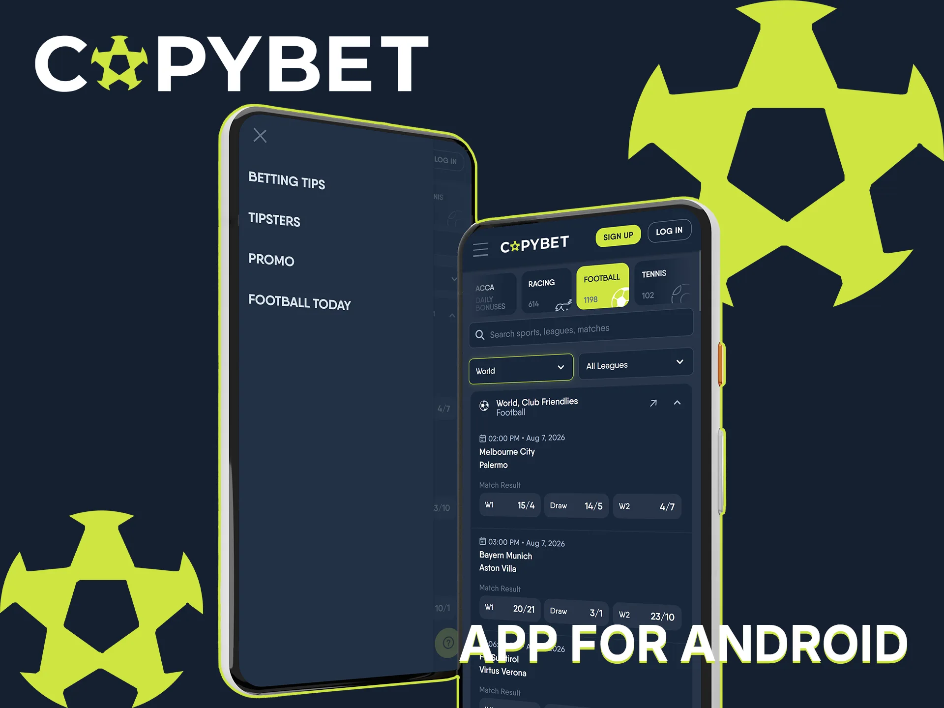Download the Copybet app on your Android device to place wagers.
