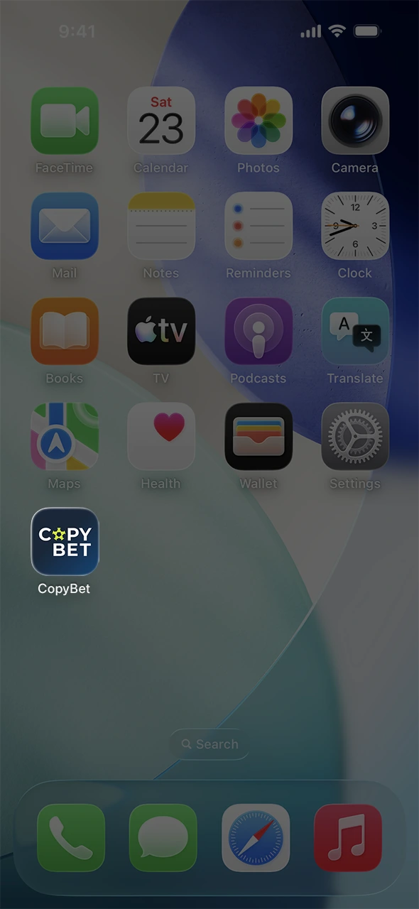 Tap the icon on your screen to open the Copybet iOS app.