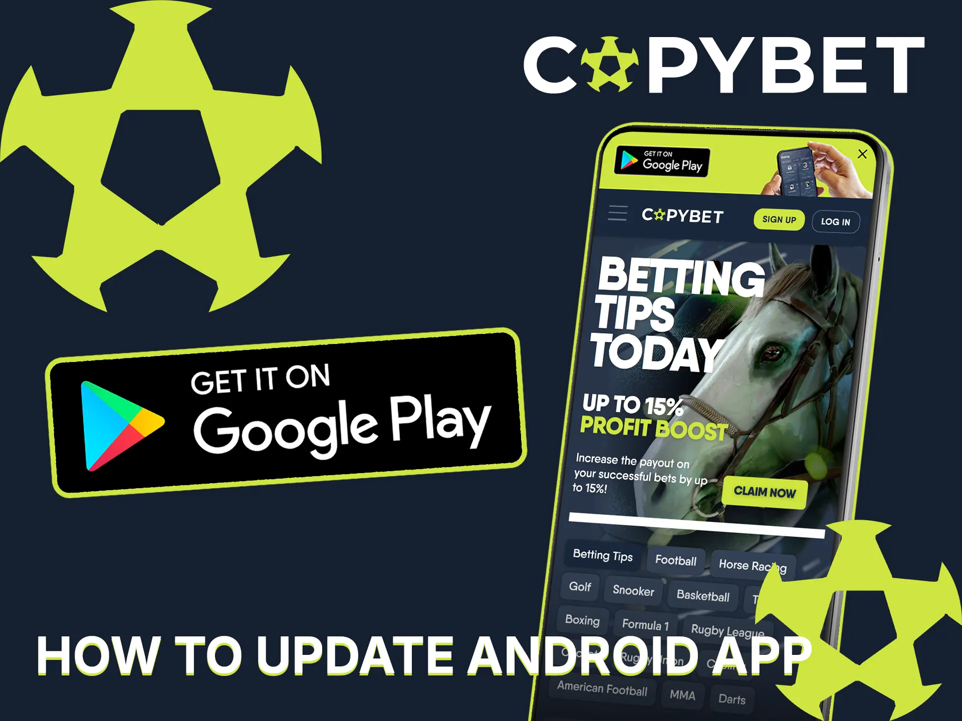 Upgrade your Copybet app on Android to enjoy new betting features.