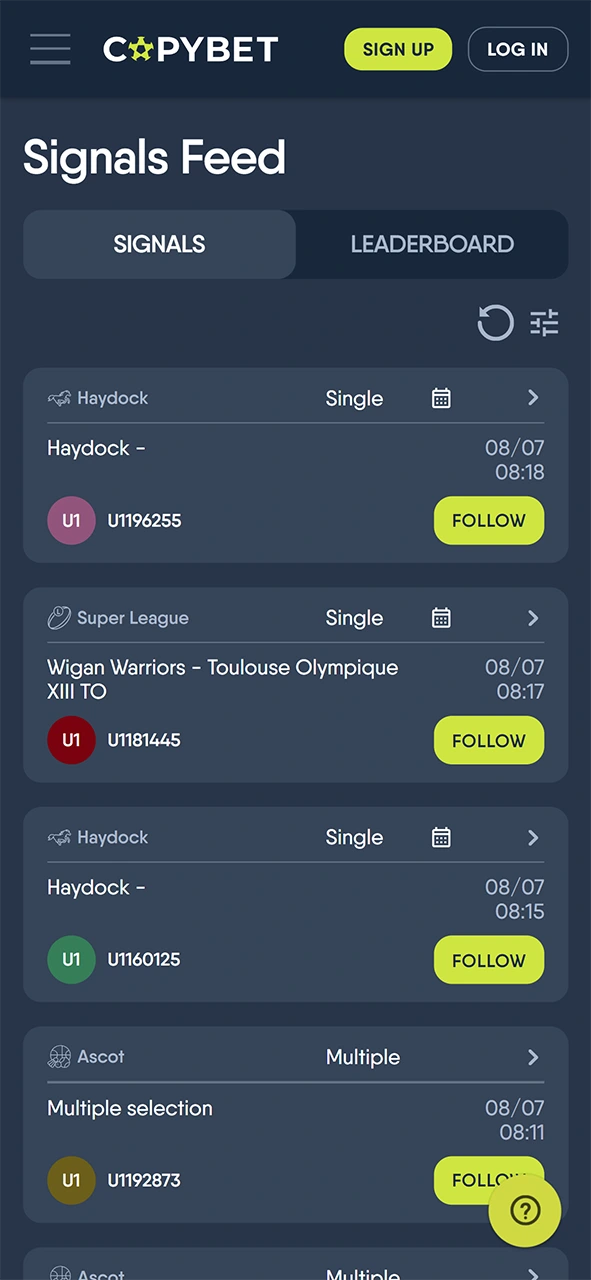 Follow top predictors within the tipster interface of your Copybet app.