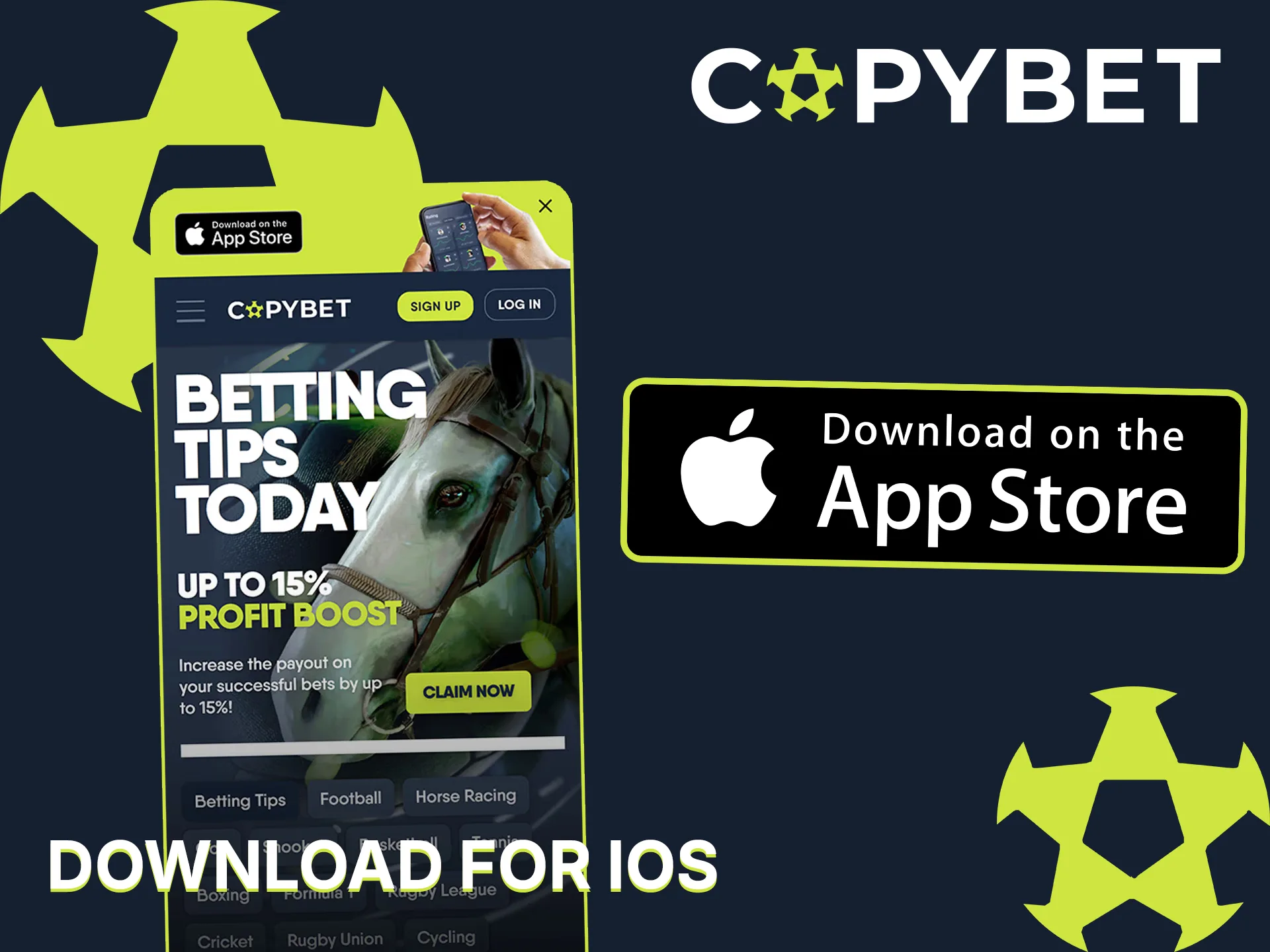 Obtain the iOS version to launch your Copybet app right away.