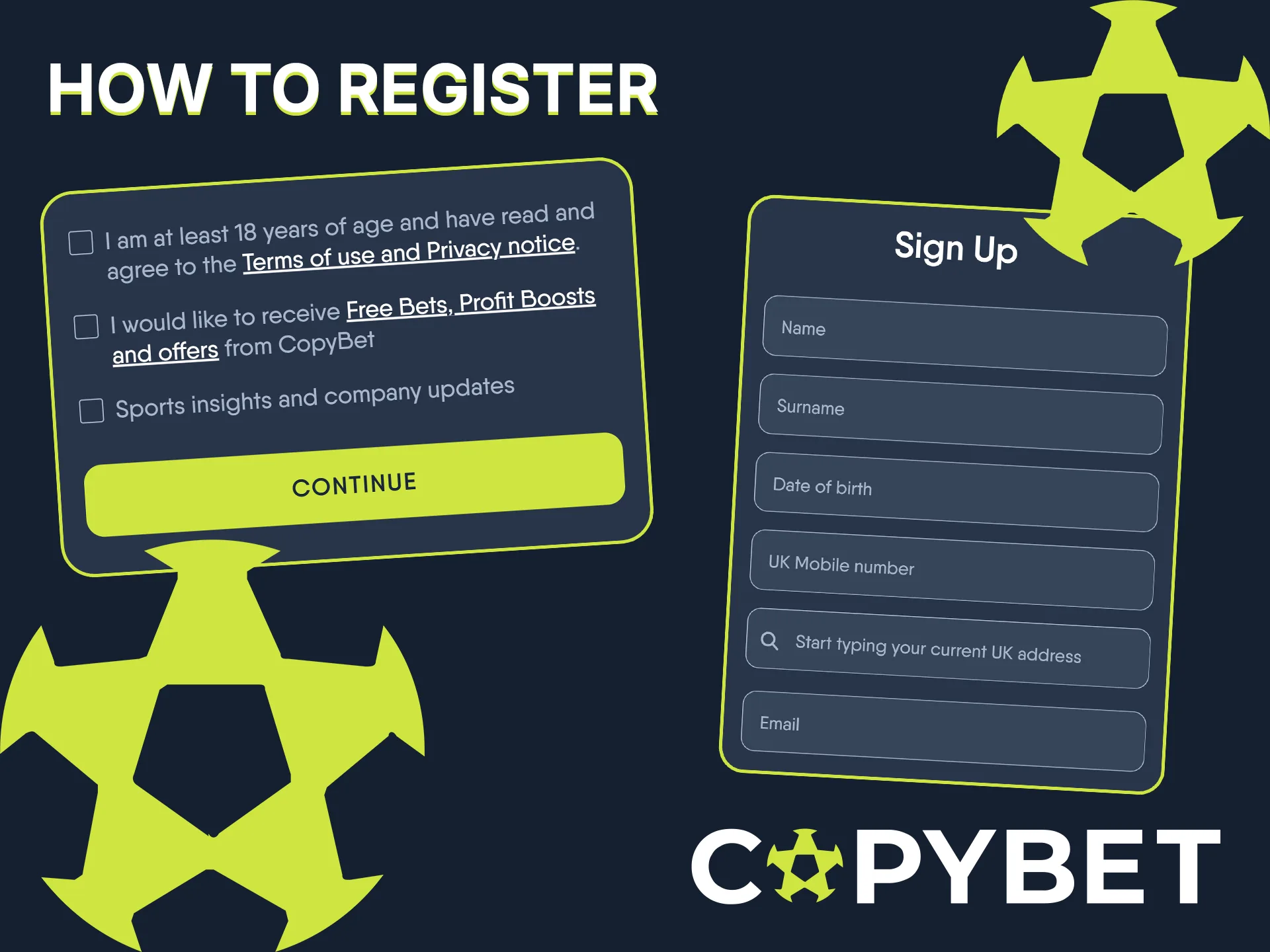 Create an account easily and begin your betting journey at Copybet.
