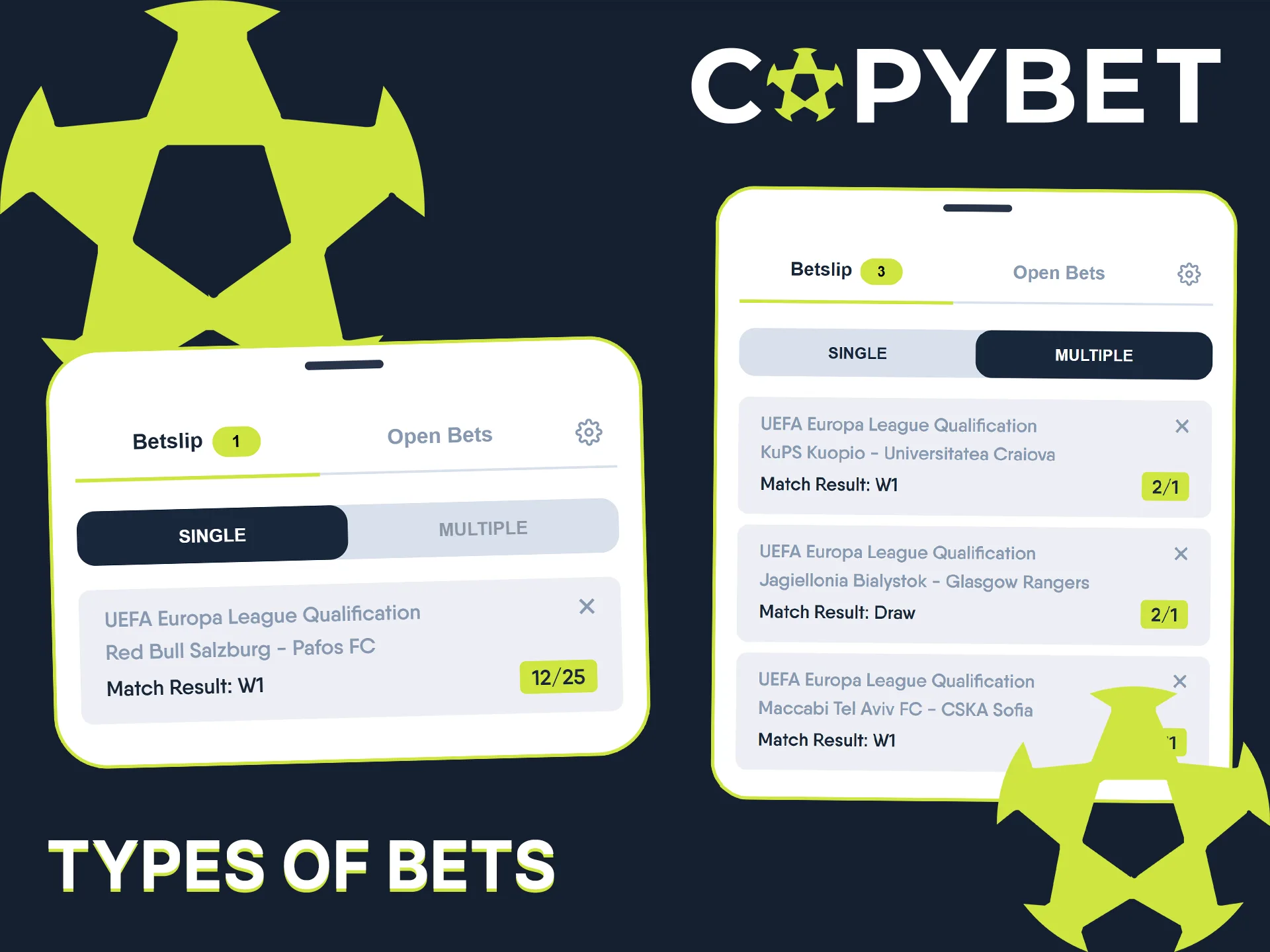 Choose from multiple wager formats to maximize your returns at Copybet.